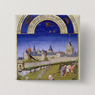 Badge Carré 5 Cm Fascimile de juin : Fenaison