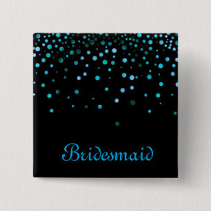 Badge Carré 5 Cm Faux Blue Confetti Élégante Éclairage Bridesmaid