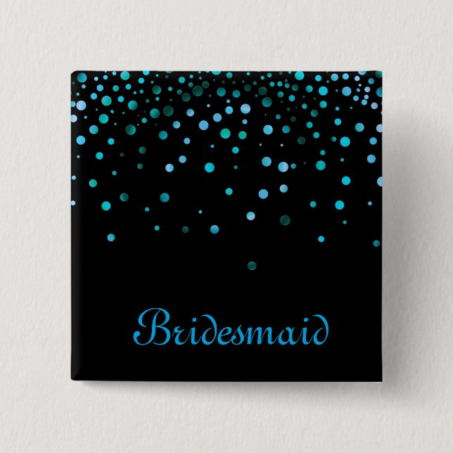 Badge Carré 5 Cm Faux Blue Confetti Élégante Éclairage Bridesmaid (Devant)