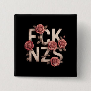 Badge Carré 5 Cm FCK NZS Fleurs Contre la Droite Pas de Nazis Lgbtq