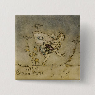 Badge Carré 5 Cm Fée d'Arthur Rackham , illustration 'd'un Midsu