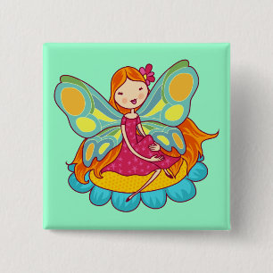 Badge Carré 5 Cm Fée de jardin