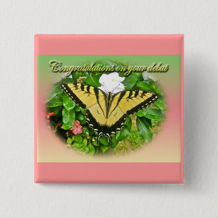 Badge Carré 5 Cm Félicitations Début Swallowtail Butterfly Items