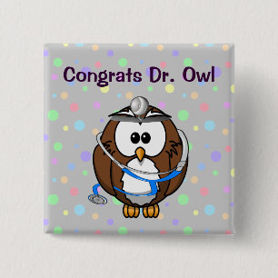 Badge Carré 5 Cm Félicitations Dr Owl
