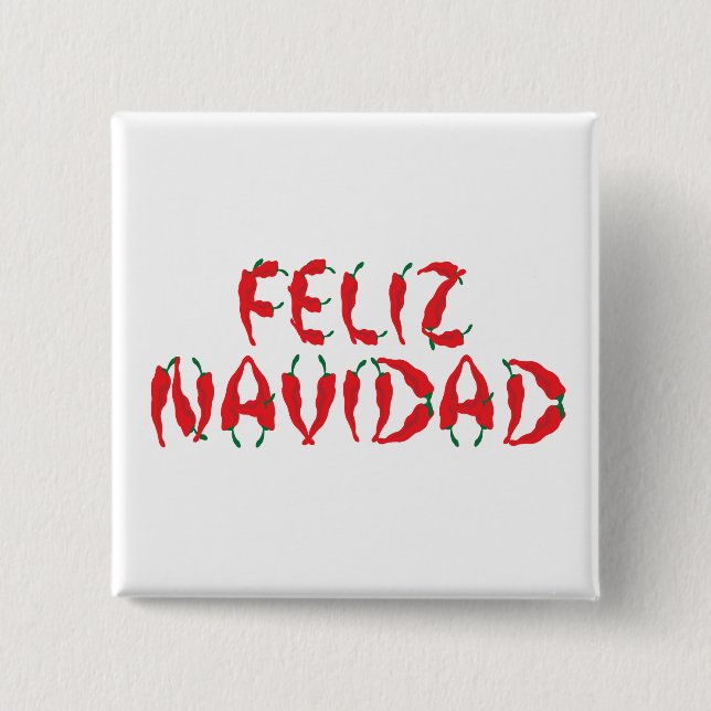 Badge Carré 5 Cm Feliz Navidad Red Chile Pepper (Devant)