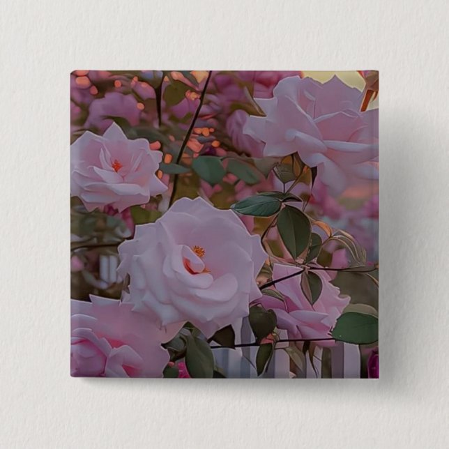 Badge Carré 5 Cm Feminine rose button  (Devant)