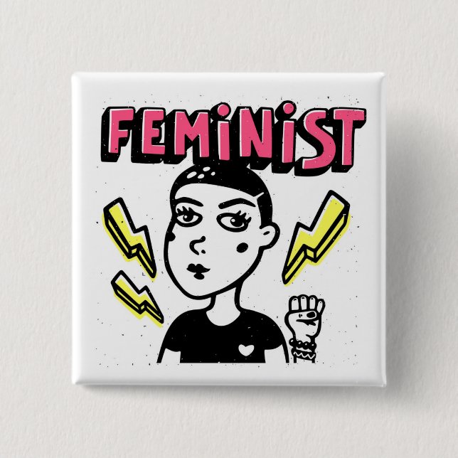 Badge Carré 5 Cm Feminist Pop Art Girl (Devant)