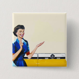 Badge Carré 5 Cm Femme au foyer et nouvelle laveuse