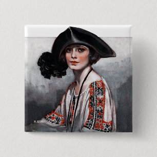 Badge Carré 5 Cm Femme dans le chemisier brodé