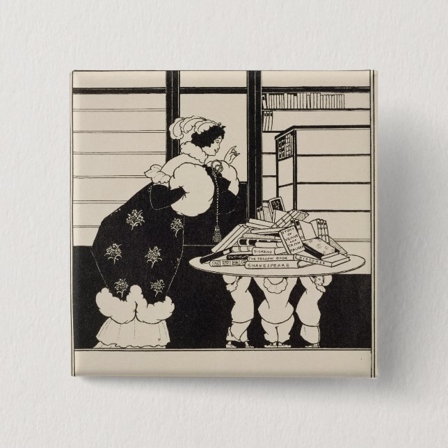 Badge Carré 5 Cm Femme dans une librairie, conception pour "un (Devant)