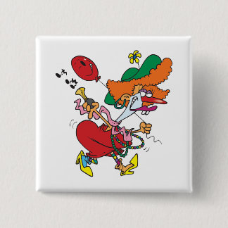 Badge Carré 5 Cm Femme déjantée courant en clown