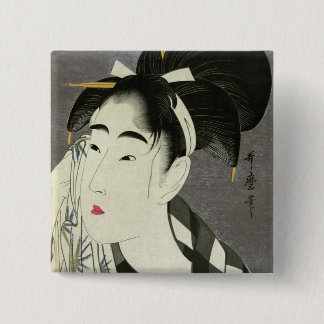 Badge Carré 5 Cm Femme essuyer Sueur Utamaro Fine Art Japonais