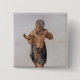 Badge Carré 5 Cm Femme et bébé indiens de Pomeiooc