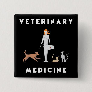 Badge Carré 5 Cm Femme géométrique de médecine vétérinaire