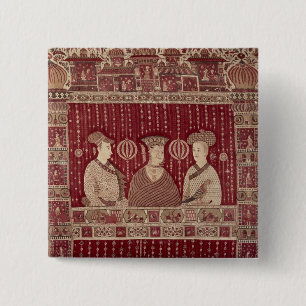 Badge Carré 5 Cm Femme indienne avec les commerçants européens,