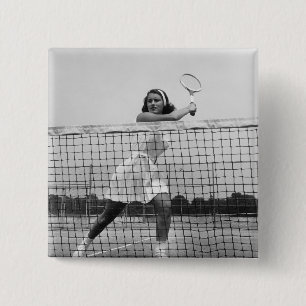 Badge Carré 5 Cm Femme jouant au tennis