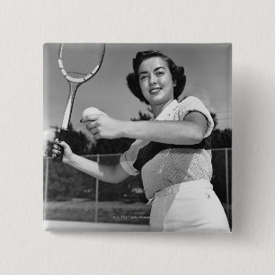 Badge Carré 5 Cm Femme jouant au tennis 3
