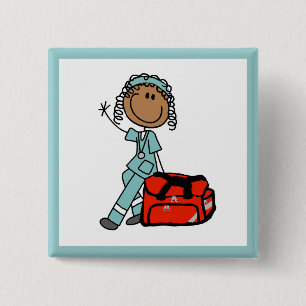 Badge Carré 5 Cm Femme thérapeute respiratoire ou EMT