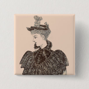 Badge Carré 5 Cm Femme victorienne 1897