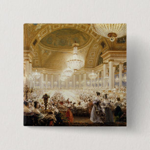Badge Carré 5 Cm Femmes dinant chez le Tuileries en 1835