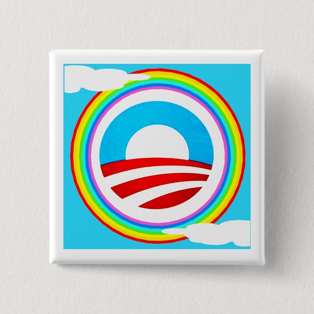 BADGE CARRÉ 5 CM FEMMES GAIES POUR LE BOUTON DE CAMPAGNE DE BARACK (Devant)