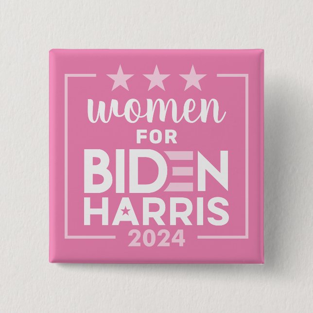 Badge Carré 5 Cm Femmes pour Biden Harris - Design rose 2024 (Devant)