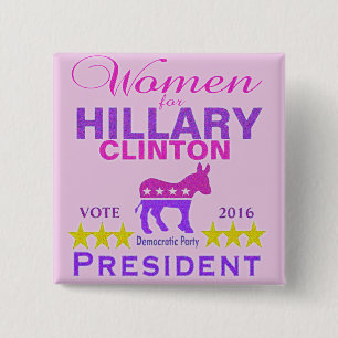 Badge Carré 5 Cm Femmes pour le Président Think Pink de Hillary