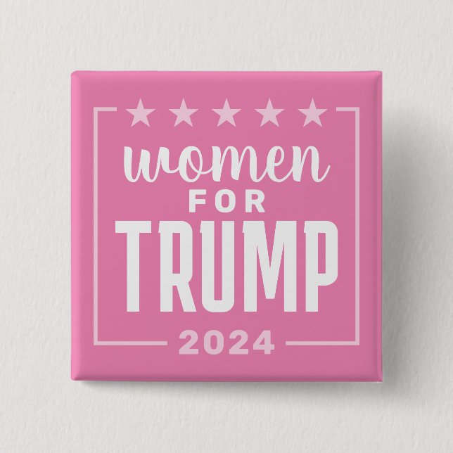 Badge Carré 5 Cm Femmes pour Trump - Design rose 2024 (Devant)