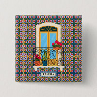 Fenêtre de la maison de Lisbonne avec plantes et c