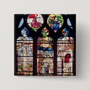 Badge Carré 5 Cm Fenêtre dépeignant la nativité