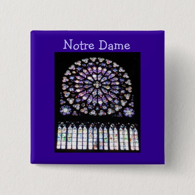 Badge Carré 5 Cm Fenêtres de Notre-Dame (Devant)