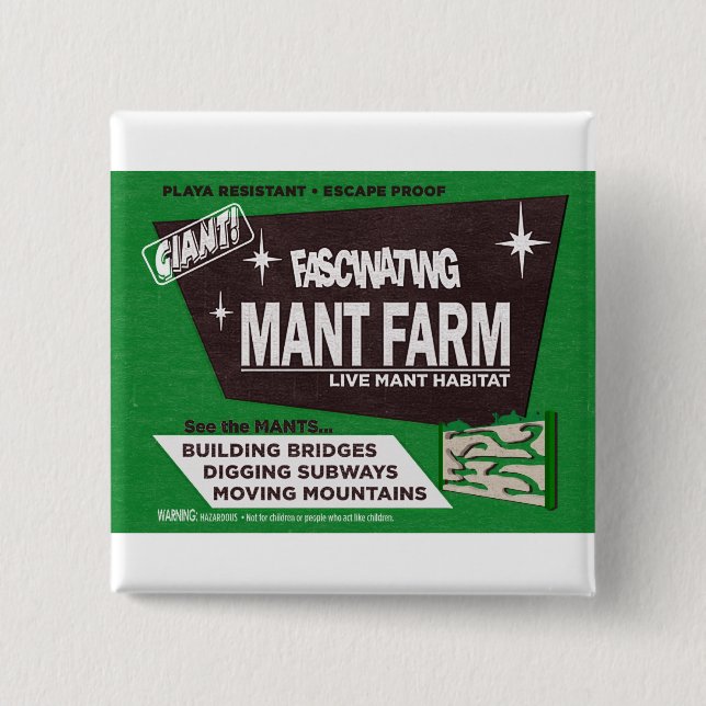 Badge Carré 5 Cm Ferme de Mant le bouton (Devant)