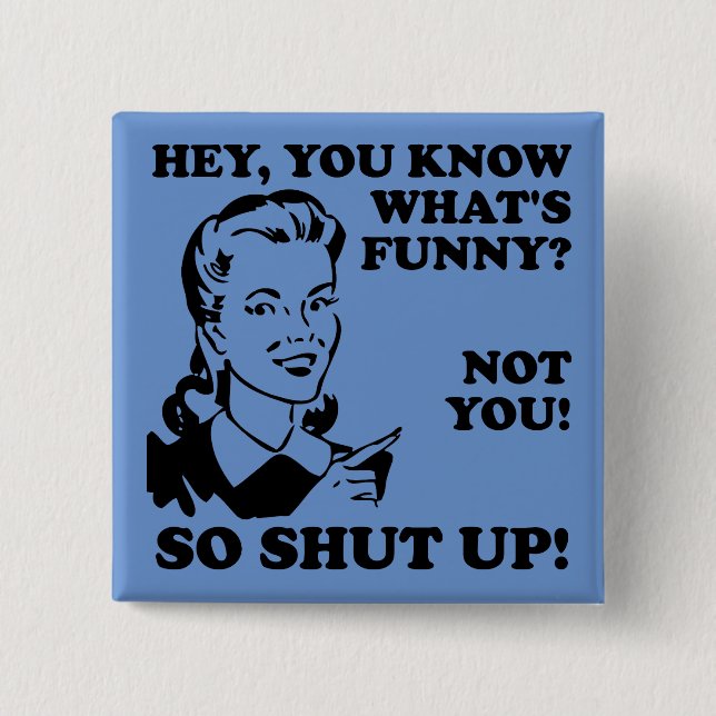 Badge Carré 5 Cm Fermer Pas Drôle Bouton Pin Badton (Devant)