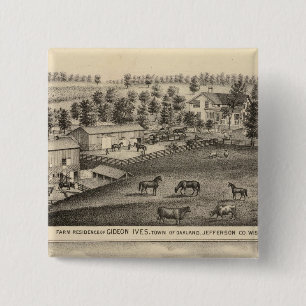 Badge Carré 5 Cm Fermes de G Ives, Oakland et A Wheeler, Pewaukee