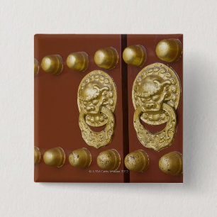 Badge Carré 5 Cm Fermez-vous d'une porte chez le temple du Ciel