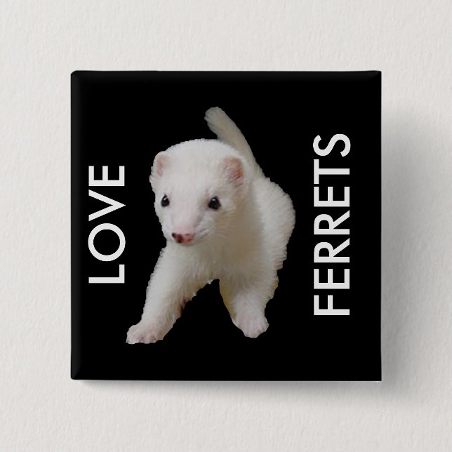 Badge Carré 5 Cm Ferret Bébé Blanc (Devant)