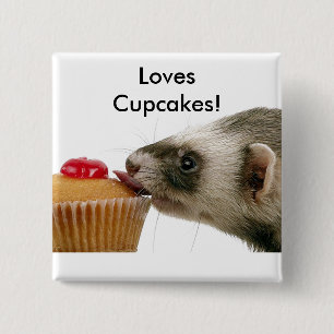 Badge Carré 5 Cm Ferrets Love Cupcakes