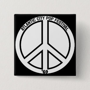 Badge Carré 5 Cm Festival de pop de la ville d'Atlantique - 1969