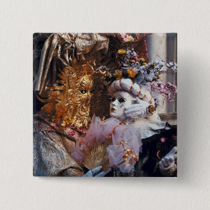 Badge Carré 5 Cm Festival d'Italien de ~ de masque de carnaval de