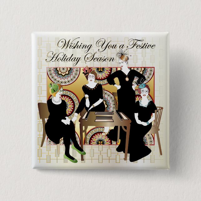 Badge Carré 5 Cm Festival Mah Jongg (Devant)