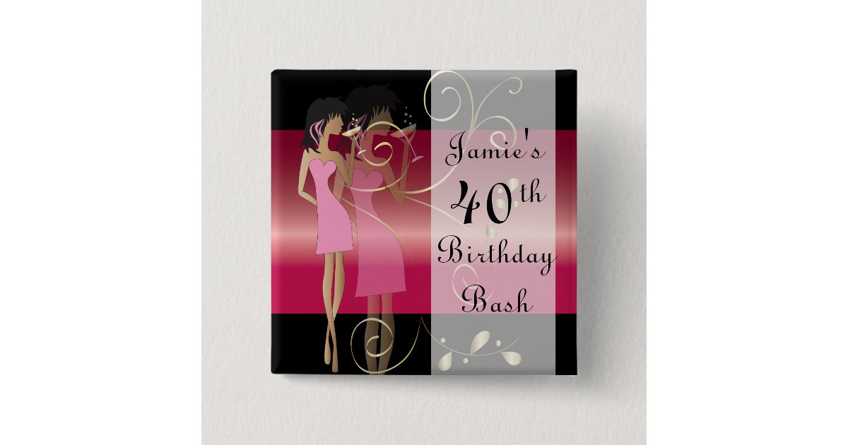 Badge Carre 5 Cm Fete 00e Anniversaire Fille Texte Do It Yourself Zazzle Fr
