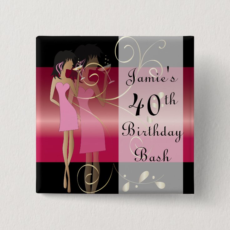 Badge Carre 5 Cm Fete 00e Anniversaire Fille Texte Do It Yourself Zazzle Fr