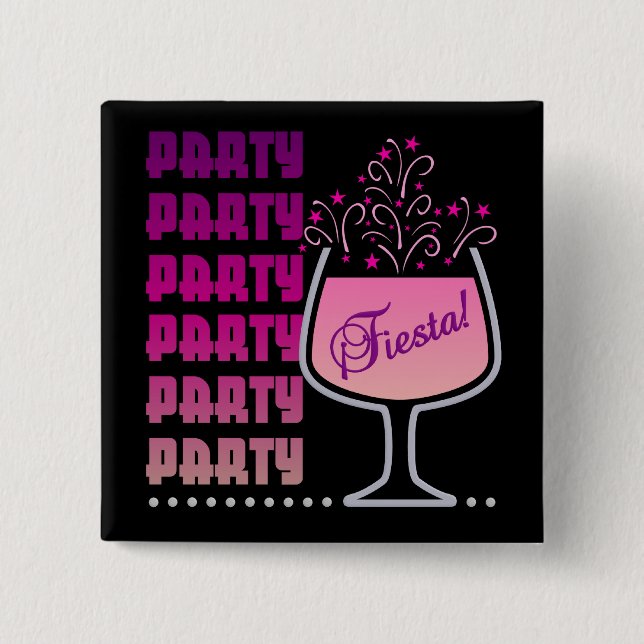 Badge Carré 5 Cm Fête - bouton Fiesta (Devant)