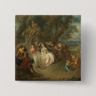 Badge Carré 5 Cm Fête Champêtre, C. 1730 (huile sur la toile)