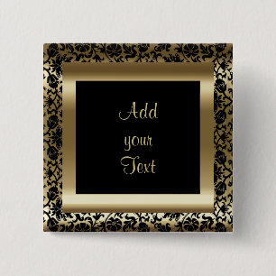 Badge Carré 5 Cm Fête d'anniversaire  Texte DO-IT-YOURSELF  Or noi