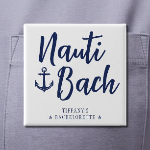 Badge Carré 5 Cm Fête de Bachelorette Nautique d'Ancre Nauti