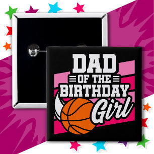 Badge Carré 5 Cm Fête de basket-ball pour enfants papa de la fille