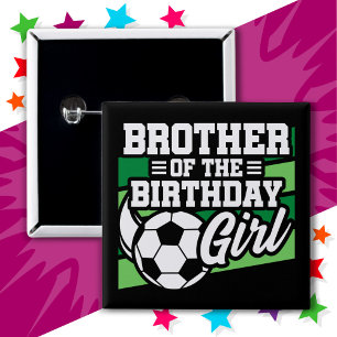 Badge Carré 5 Cm Fête de football Frère de Fille Anniversaire