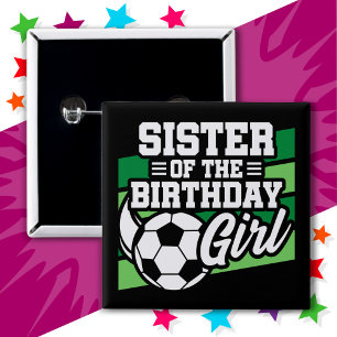 Badge Carré 5 Cm Fête de football pour enfants Soeur de fille d'ann