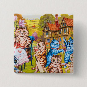 Badge Carré 5 Cm Fête de jardin féline